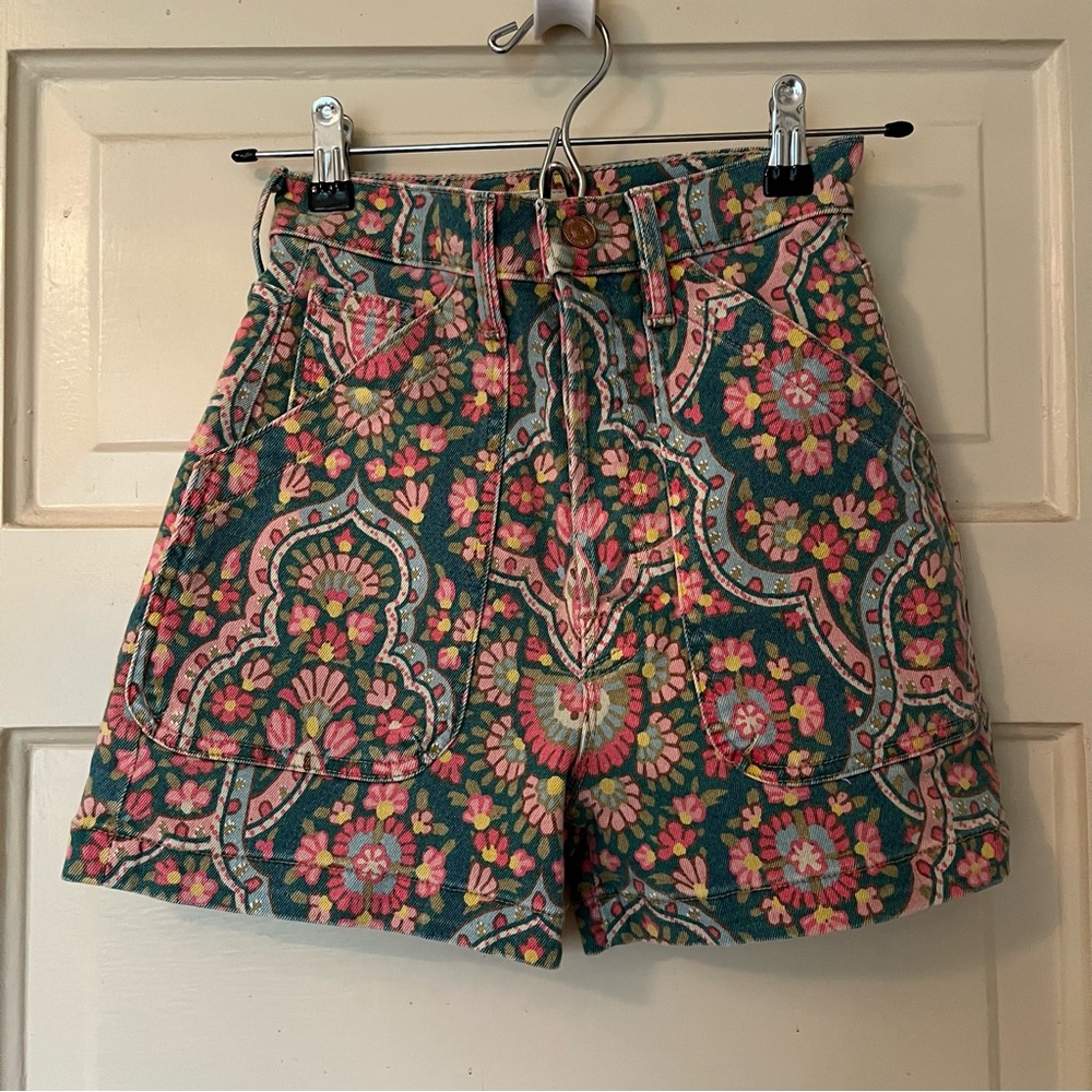 MOTHER High Waist the curbster short under the rug wash floral print